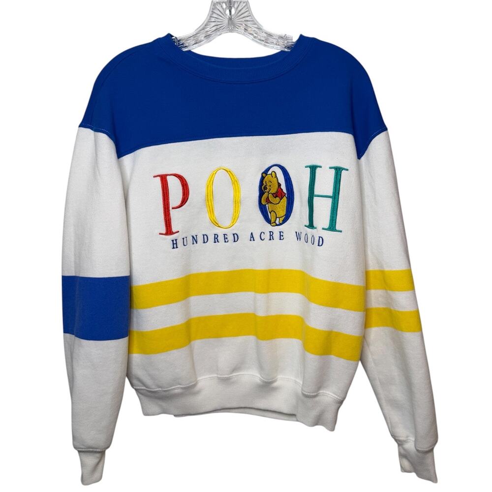 Disney Winnie The Pooh Hundred Acre Wood Colorblock Embroidered Sweatshirt Sz SM